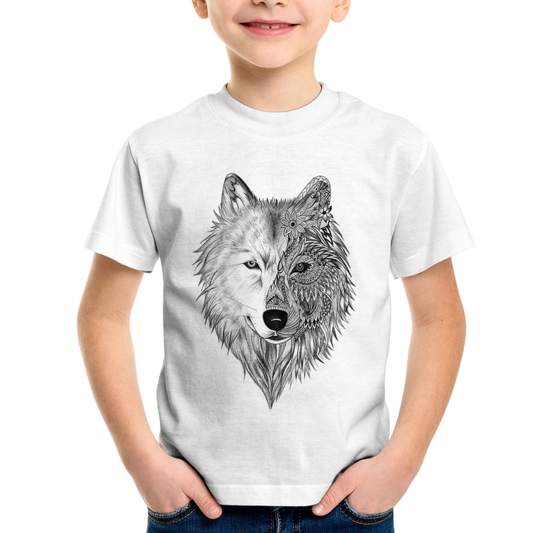 Camiseta Infantil Lobo Mandala