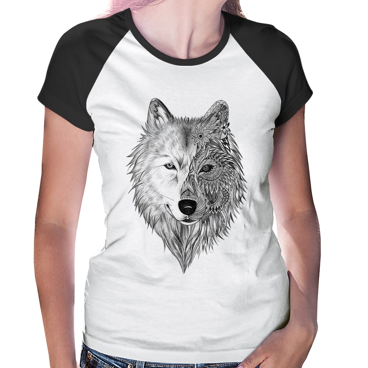 Baby Look Raglan Lobo Mandala