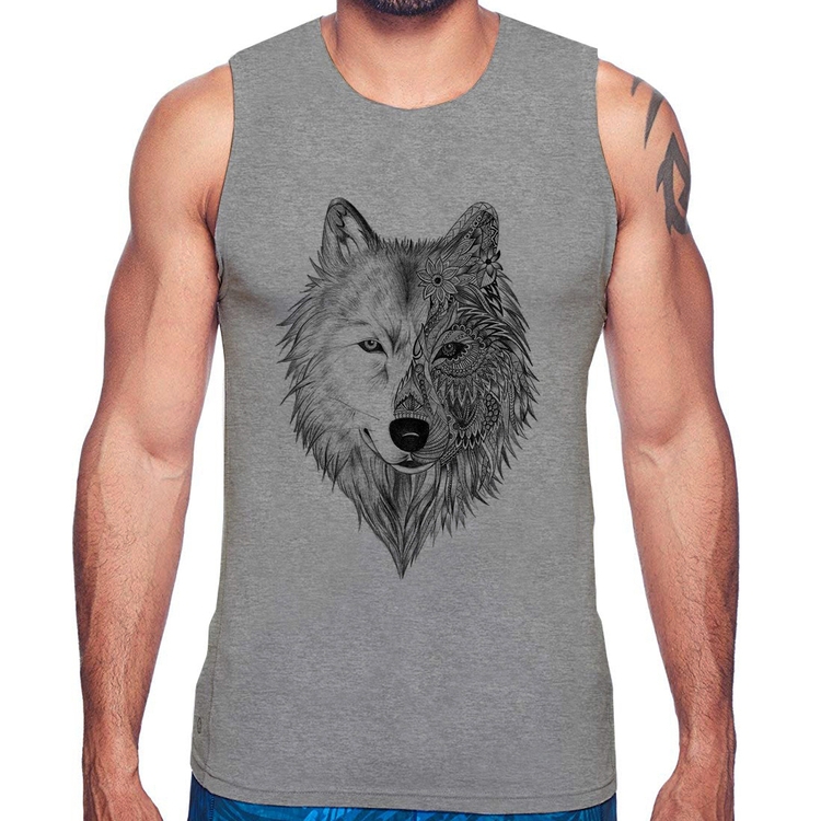 Regata Lobo Mandala - Cinza