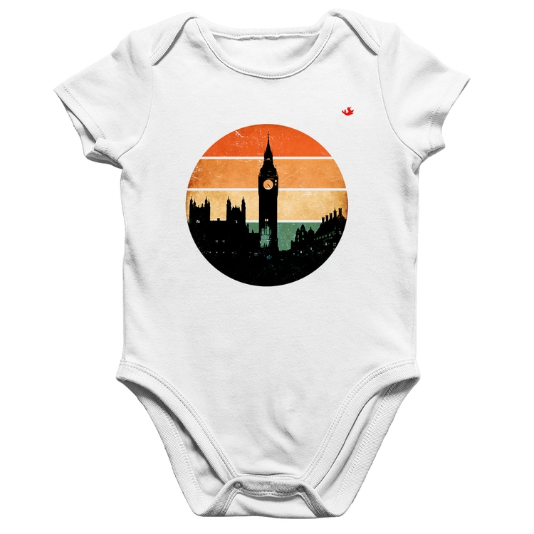 Body Bebê Algodão Londres Vintage Sunset - Branco
