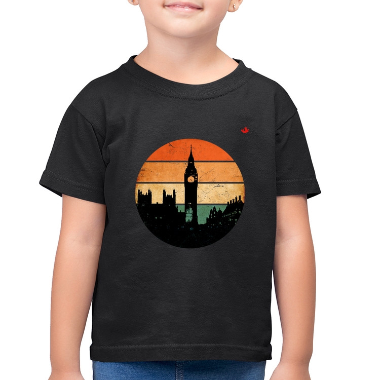 Camiseta Algodão Infantil Londres Vintage Sunset