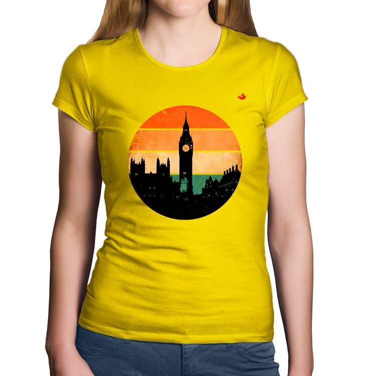 Baby Look Algodão Londres Vintage Sunset - Amarela