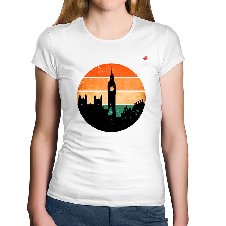 Baby Look Algodão Londres Vintage Sunset - Branca