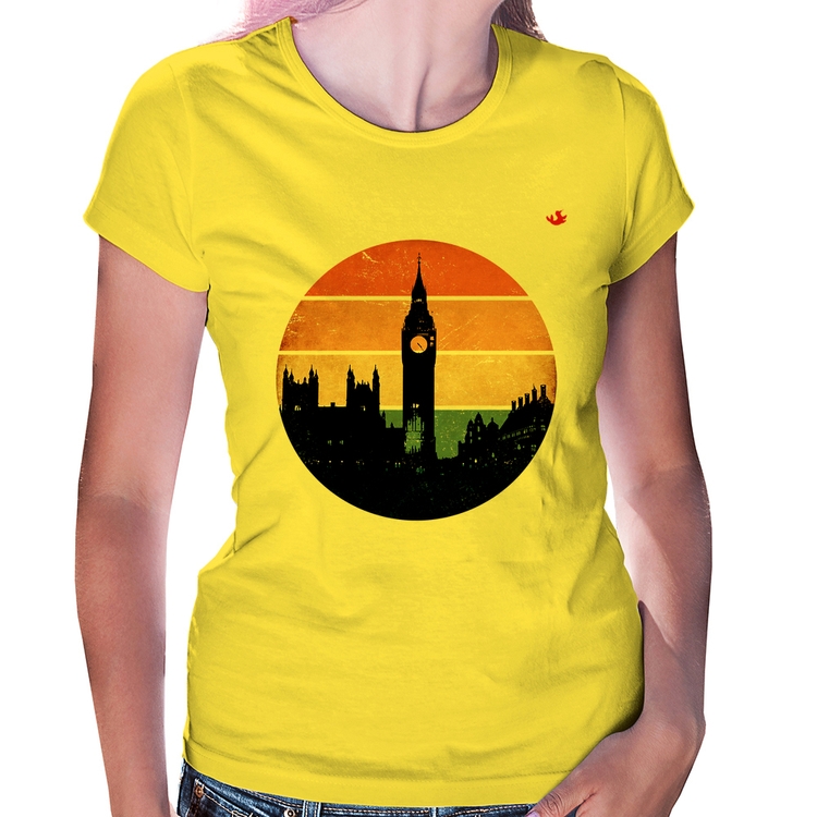 Baby Look Londres Vintage Sunset - Amarela