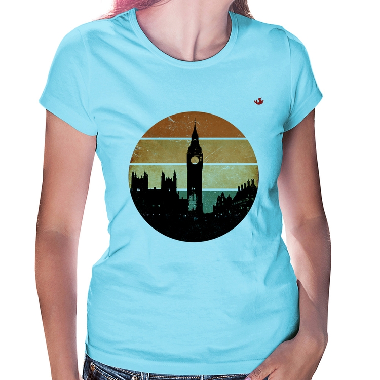 Baby Look Londres Vintage Sunset - Azul Bebê