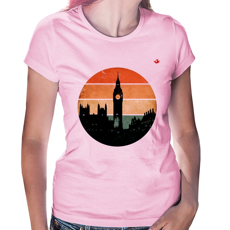 Baby Look Londres Vintage Sunset - Rosa Bebê