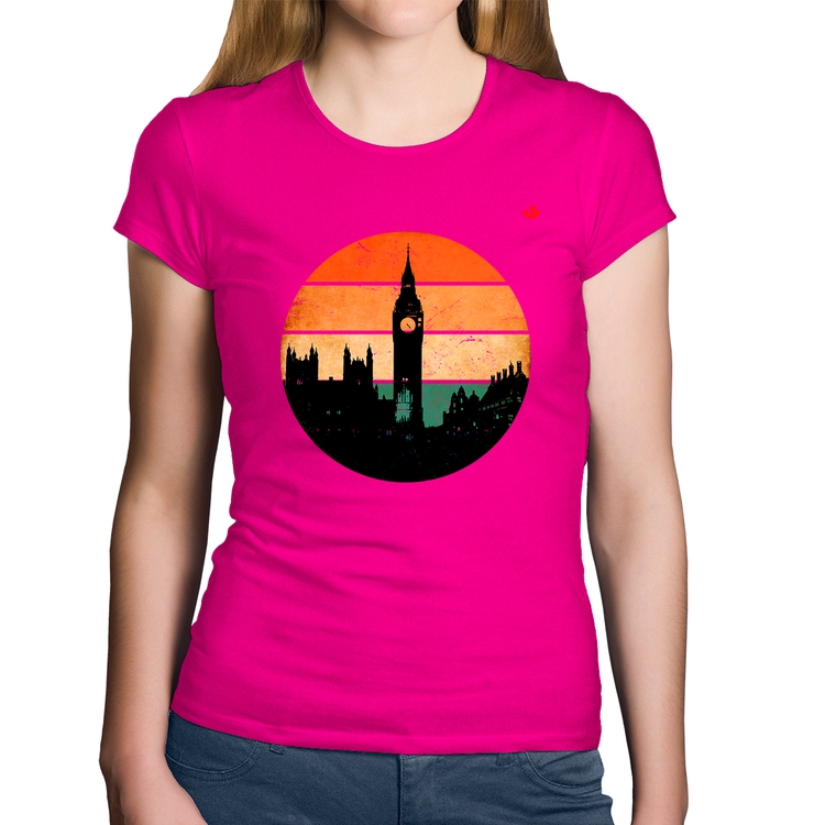 Baby Look Algodão Londres Vintage Sunset - Rosa