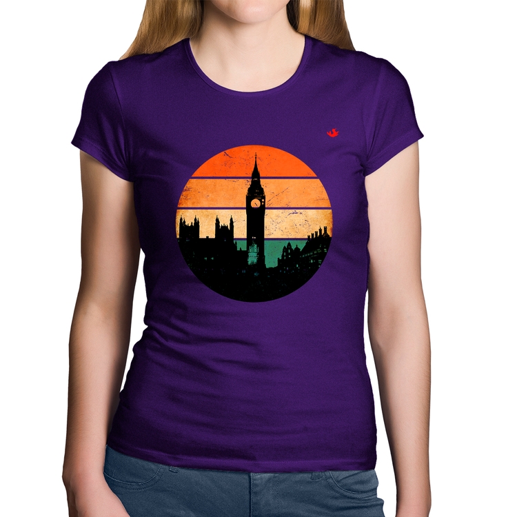 Baby Look Algodão Londres Vintage Sunset - Roxa