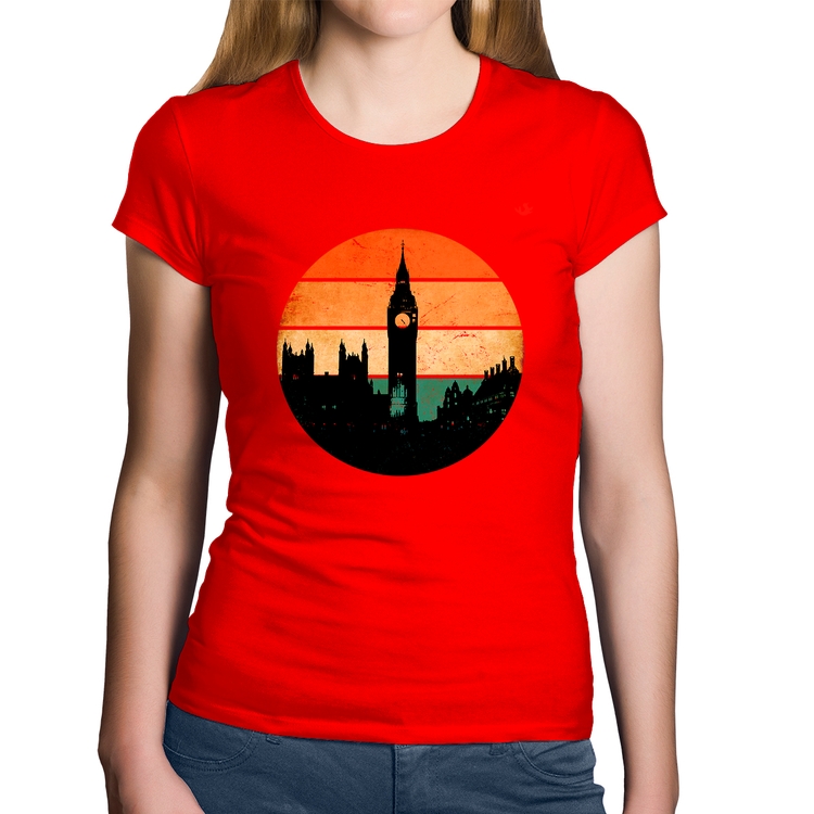 Baby Look Algodão Londres Vintage Sunset - Vermelha