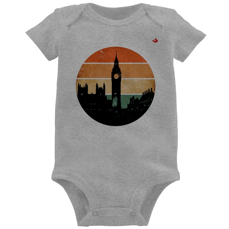 Body Bebê Londres Vintage Sunset - Cinza