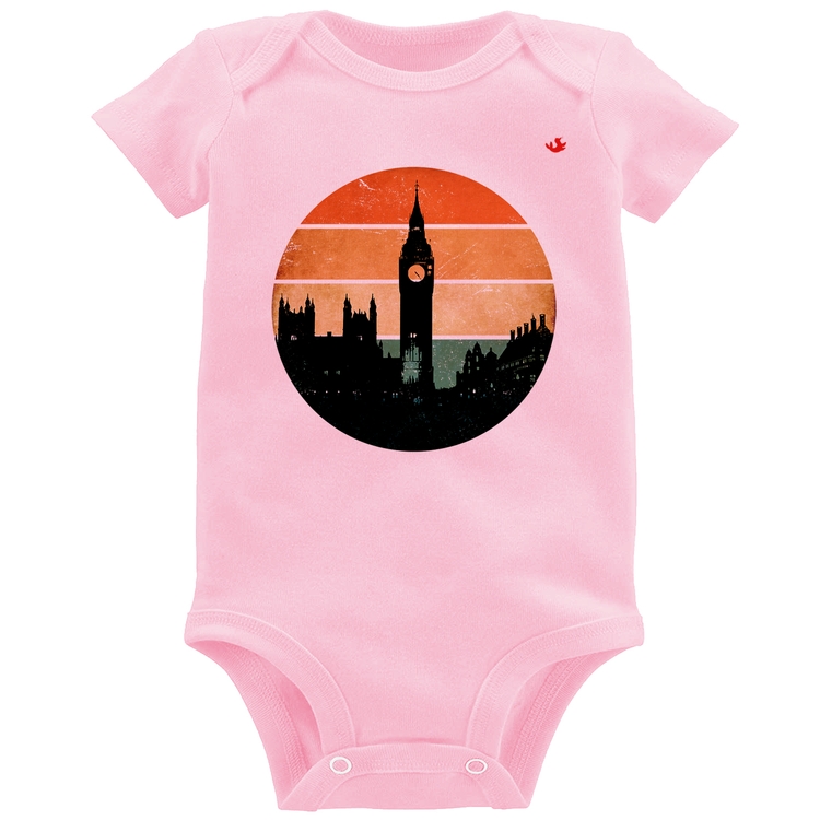 Body Bebê Londres Vintage Sunset - Rosa Bebê