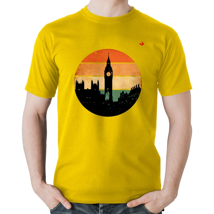 Camiseta Algodão Londres Vintage Sunset - Amarela