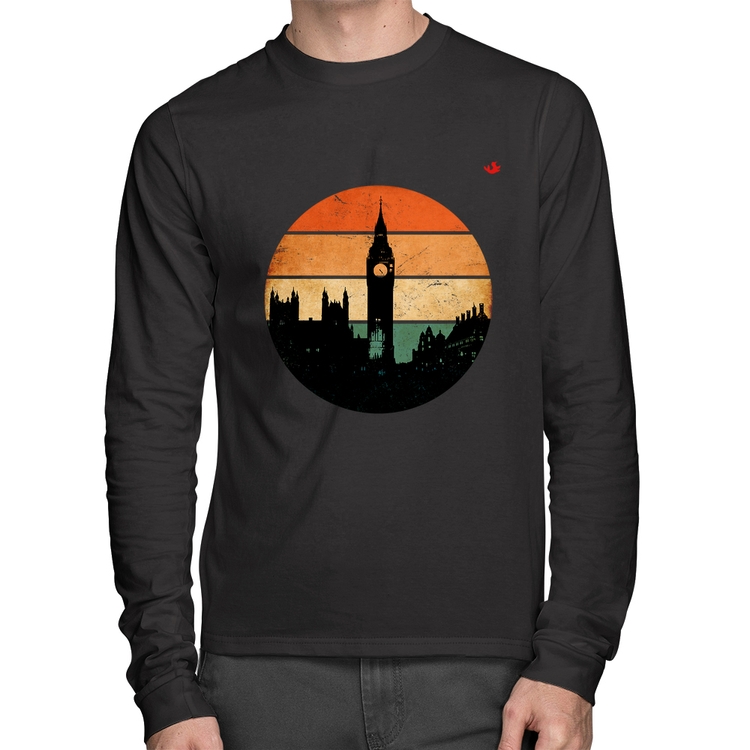 Camiseta Algodão Londres Vintage Sunset Manga Longa