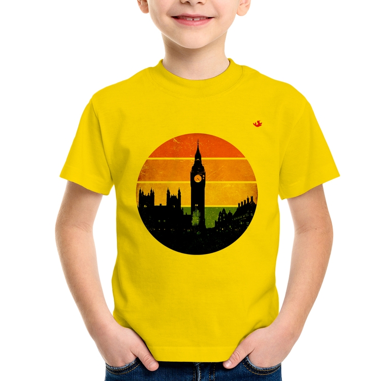 Camiseta Infantil Londres Vintage Sunset - Amarela