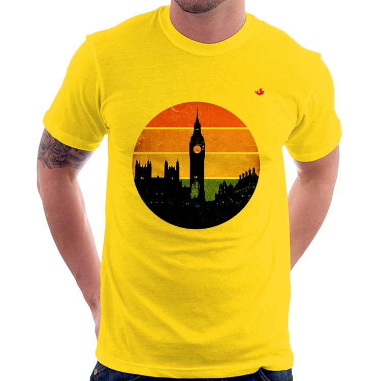 Camiseta Londres Vintage Sunset - Amarela