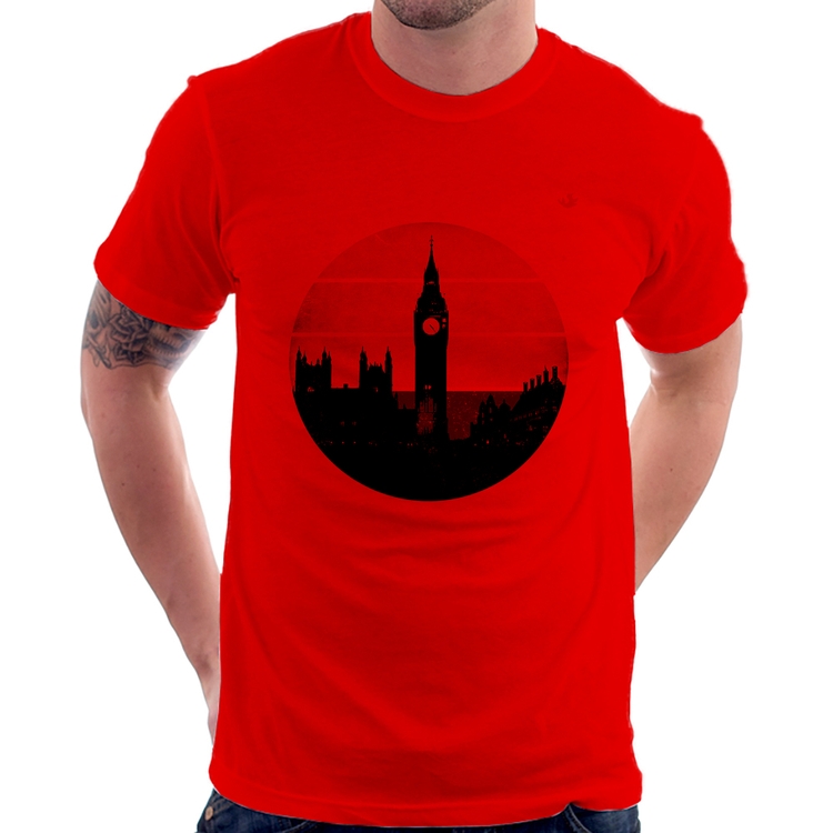 Camiseta Londres Vintage Sunset - Vermelha