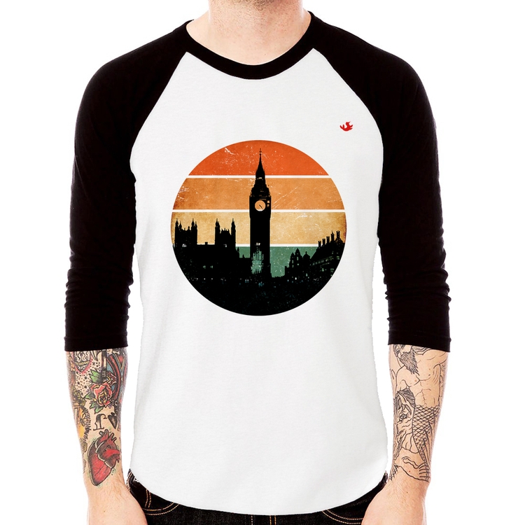 Camiseta Raglan Londres Vintage Sunset Manga 3/4