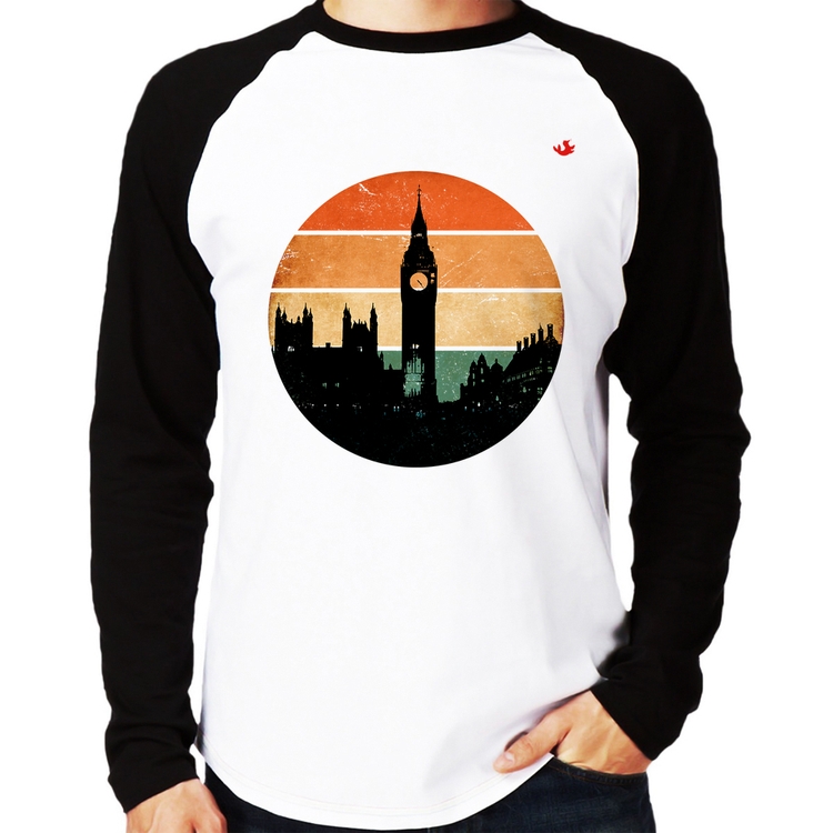 Camiseta Raglan Londres Vintage Sunset Manga Longa