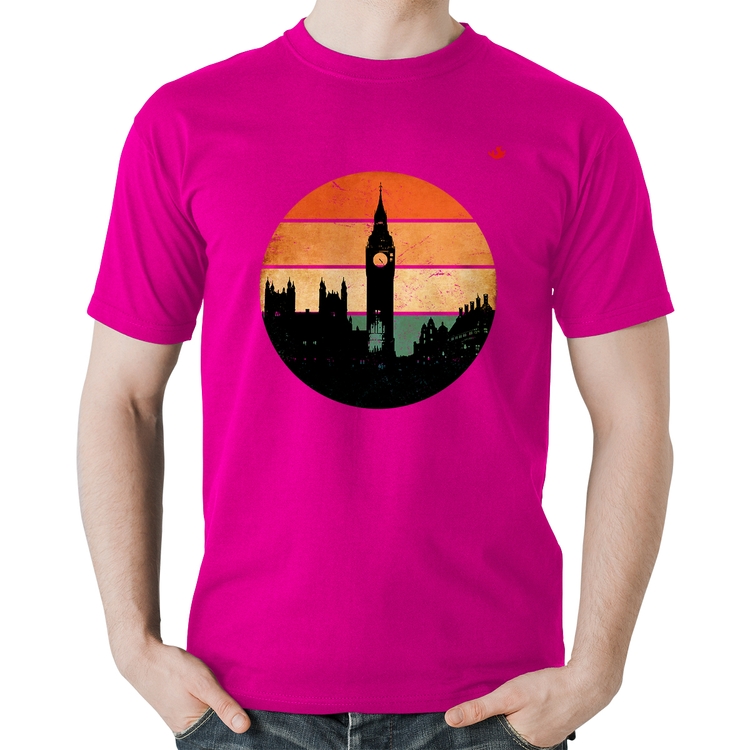 Camiseta Algodão Londres Vintage Sunset - Rosa