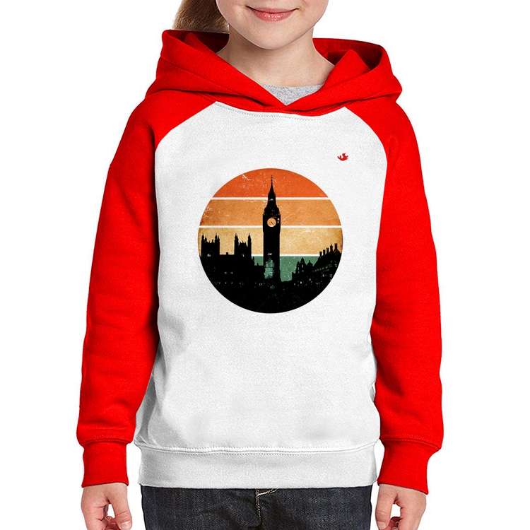 Moletom Infantil Londres Vintage Sunset - Branco/Vermelho