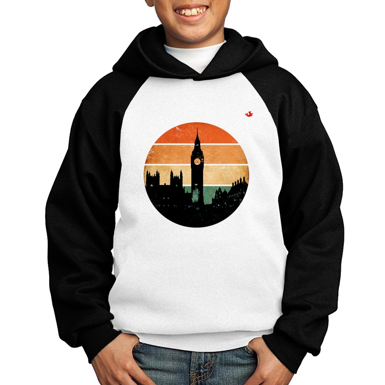 Moletom Infantil Londres Vintage Sunset - Branco/Preto