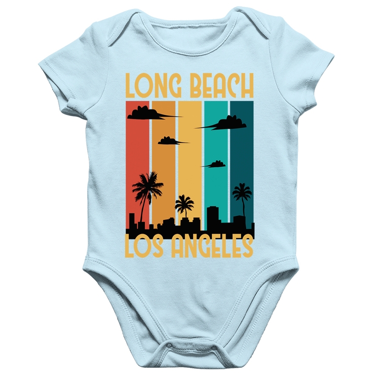 Body Bebê Algodão Long Beach Los Angeles - Azul Bebê