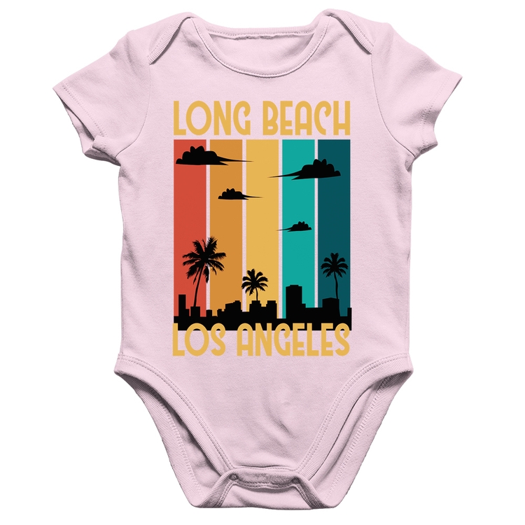 Body Bebê Algodão Long Beach Los Angeles - Rosa Bebê