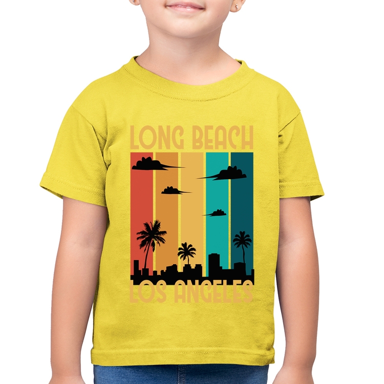 Camiseta Algodão Infantil Long Beach Los Angeles - Amarelo Canário