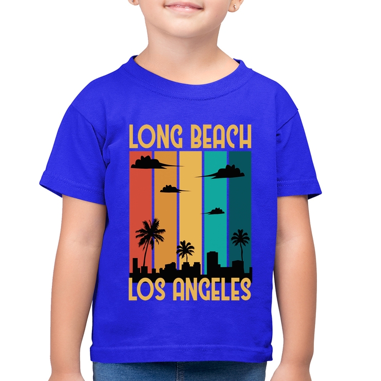 Camiseta Algodão Infantil Long Beach Los Angeles - Azul Royal