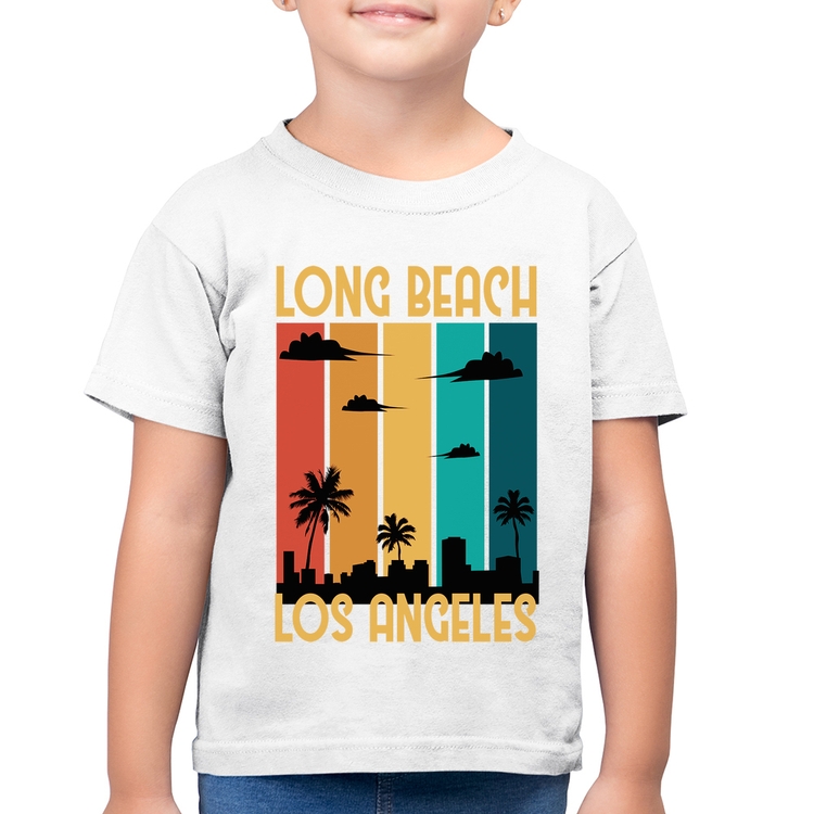 Camiseta Algodão Infantil Long Beach Los Angeles - Branca