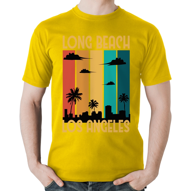 Camiseta Algodão Long Beach Los Angeles - Amarela