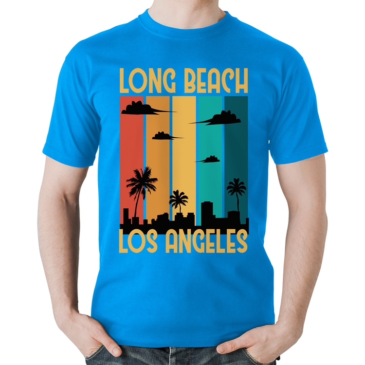 Camiseta Algodão Long Beach Los Angeles - Azul