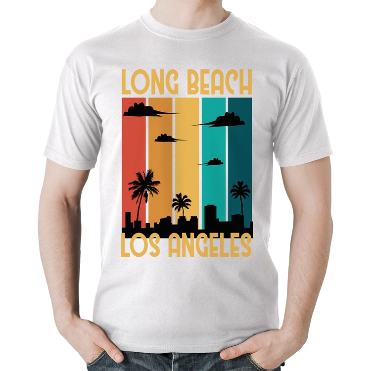 Camiseta Algodão Long Beach Los Angeles - Branca