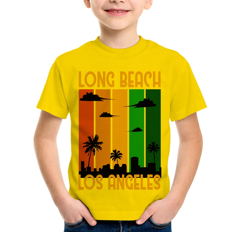 Camiseta Infantil Long Beach Los Angeles - Amarela