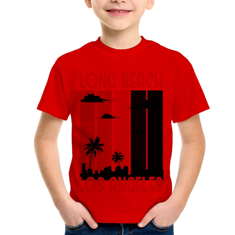 Camiseta Infantil Long Beach Los Angeles - Vermelha