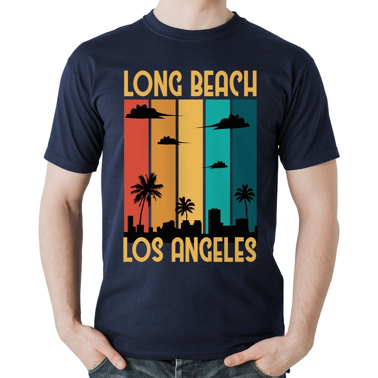 Camiseta Algodão Long Beach Los Angeles - Marinho