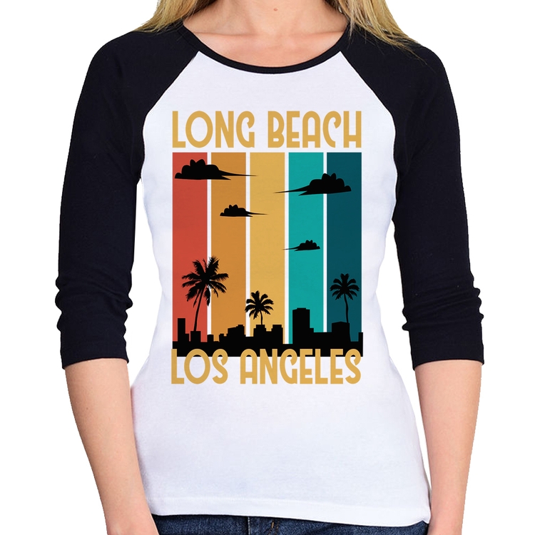 Baby Look Raglan Long Beach Los Angeles Manga 3/4