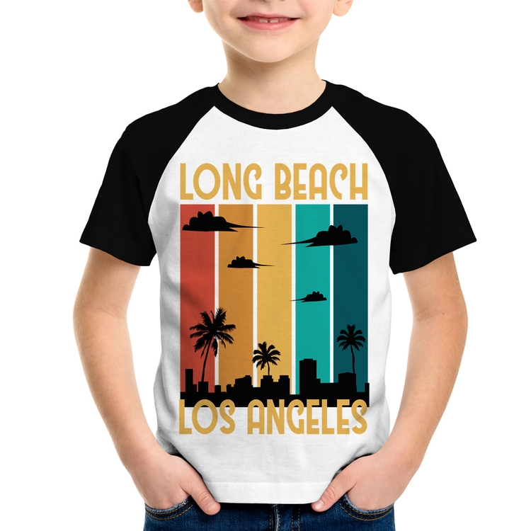 Camiseta Raglan Infantil Long Beach Los Angeles