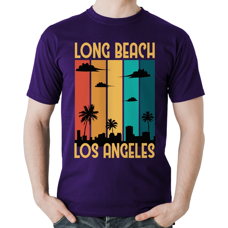 Camiseta Algodão Long Beach Los Angeles - Roxa