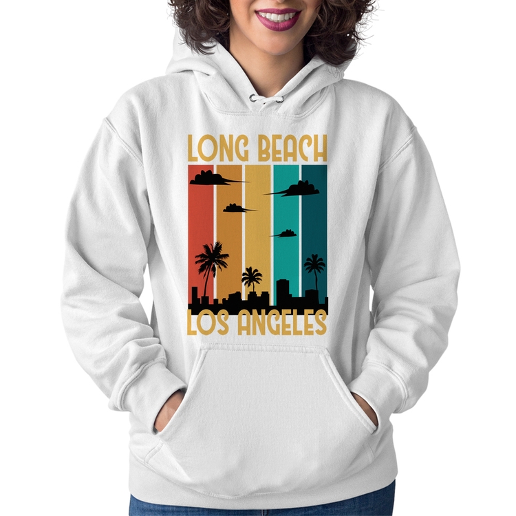 Moletom Feminino Long Beach Los Angeles - Branco