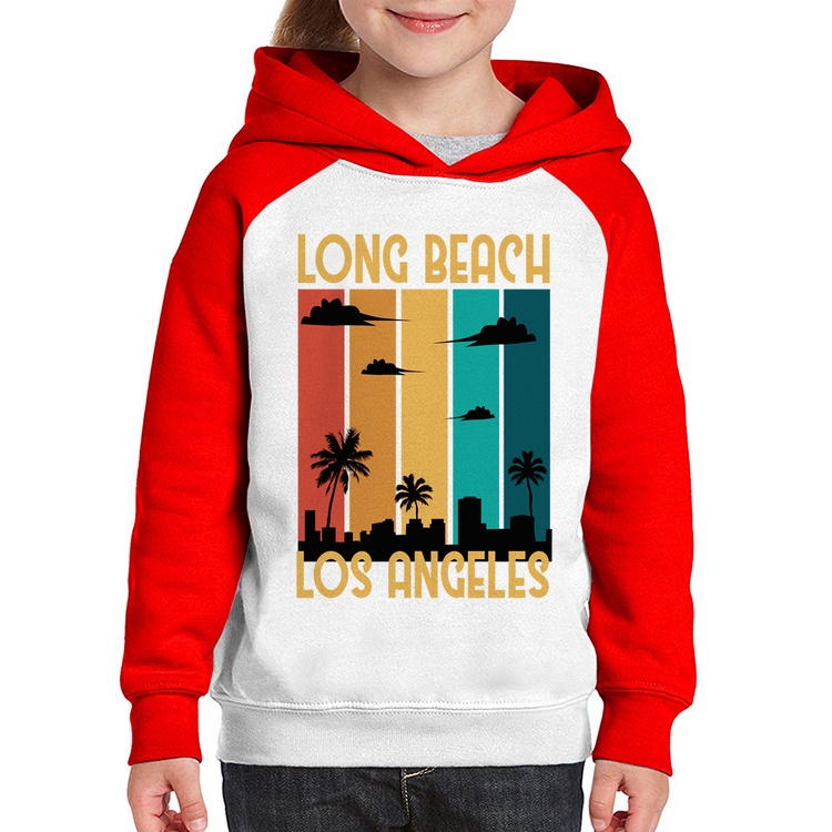 Moletom Infantil Long Beach Los Angeles - Branco/Vermelho