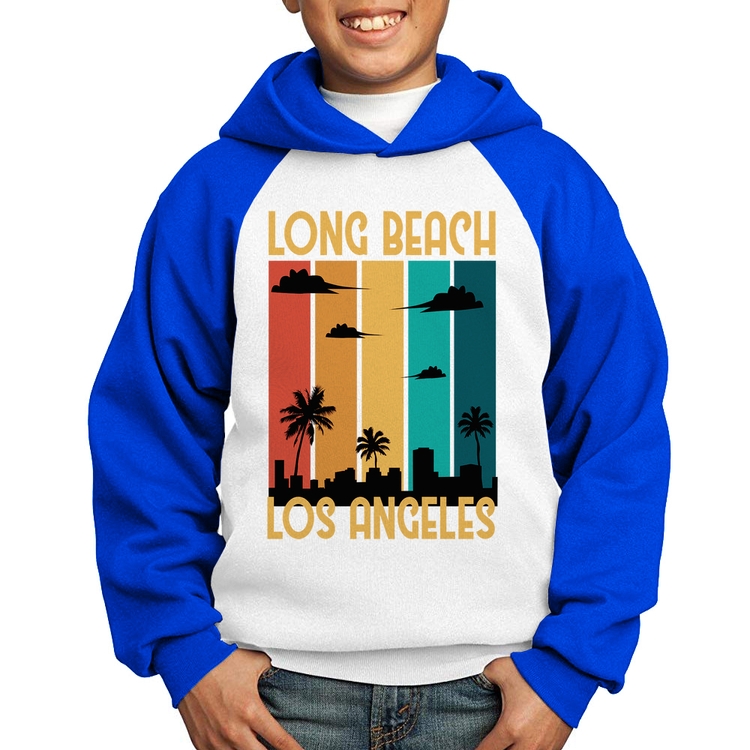 Moletom Infantil Long Beach Los Angeles - Branco/Azul