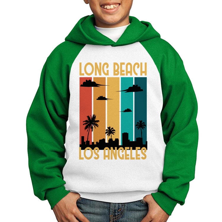 Moletom Infantil Long Beach Los Angeles - Branco/Verde