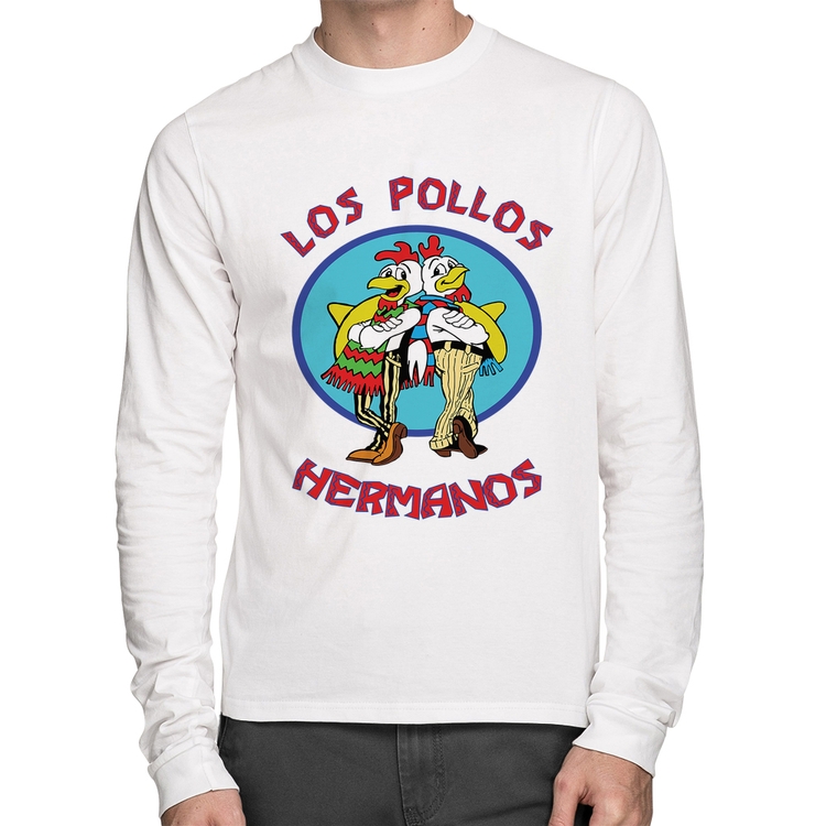 Camiseta Algodão Los Pollos Hermanos Manga Longa - Branca