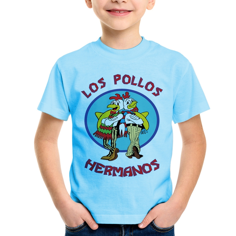 Camiseta Infantil Los Pollos Hermanos - Azul Bebê