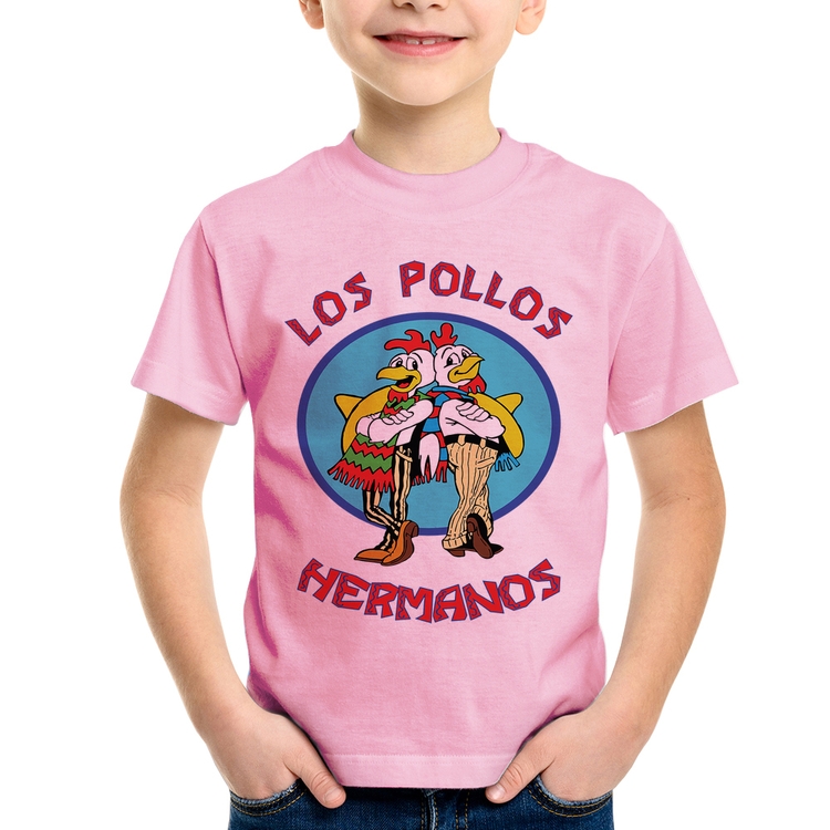 Camiseta Infantil Los Pollos Hermanos - Rosa Bebê
