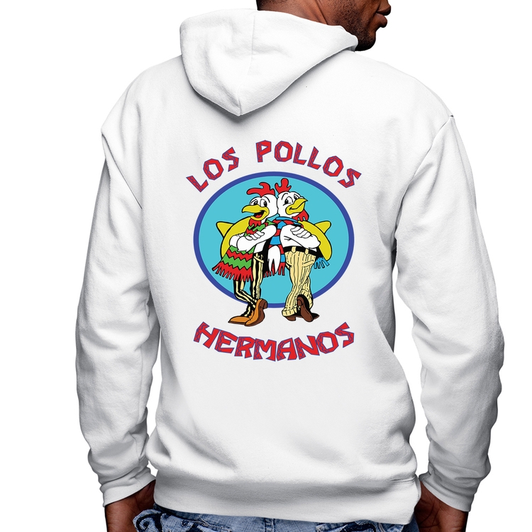 Blusa Moletom Los Pollos Hermanos Masculina com Capuz e Zíper - Branca