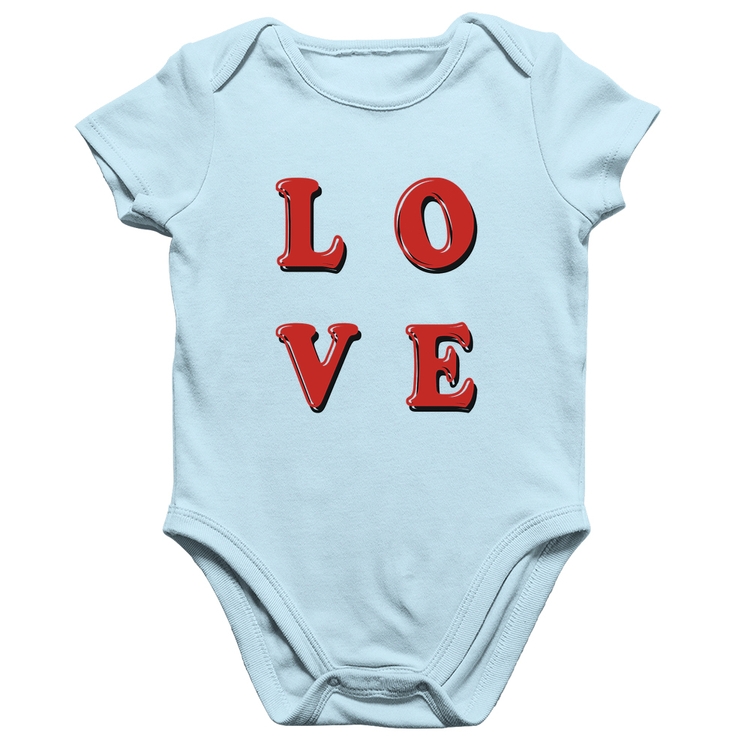 Body Bebê Algodão LOVE - Azul Bebê
