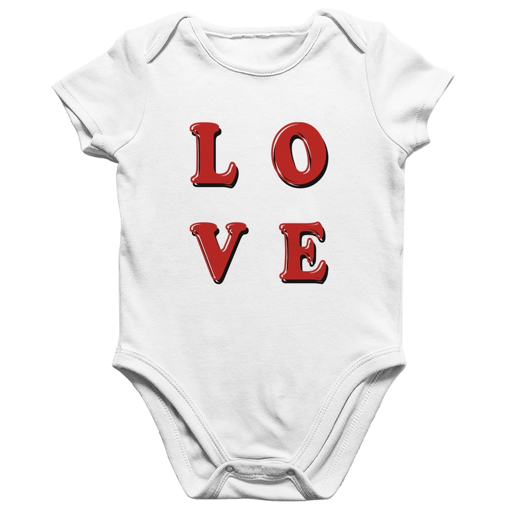 Body Bebê Algodão LOVE - Branco