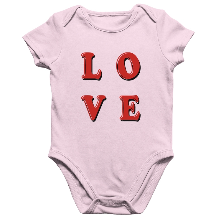 Body Bebê Algodão LOVE - Rosa Bebê